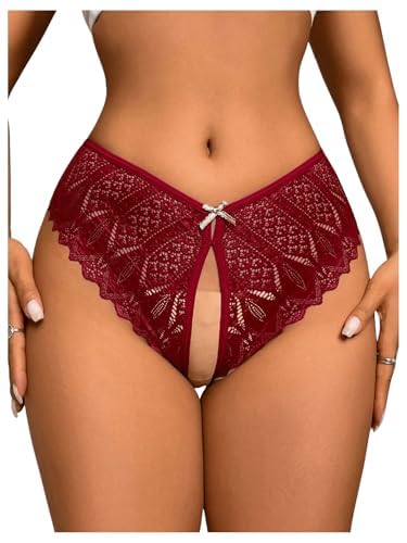 Image of Womens Sexy Thongs Lace Panties Underwear Low Rise Plus Size Underpants Pack of 1-3