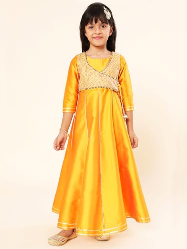 Image of A.T.U.N. (ALL THINGS UBER NICE) Girls Woven Design Gota Jacket Maxi Anarkali Gown