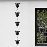 UKLULUAMZ Cadenas de lluvia de drenaje de zanja, cadena de lluvia para reemplazar canalones, vasos colectores de agua de lluvia funcionales y decorativos (Schwarz, 240 cm)