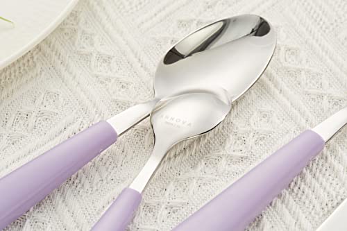 ANNOVA Silverware Set 20 Pieces Stainless Steel Cutlery Color Handle Flatware - 4 x Dinner Knife; 4 x Dinner Fork; 4 x Salad Fork; 4 x Dinner Spoon; 4 x Dessert Spoon (Lilac) - Thumbnail 7