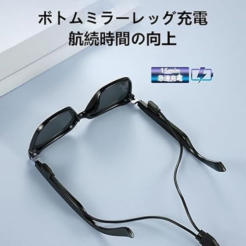 Honey Zone スマートグラス bluetooth 骨伝導 通話可能 紫外線対策 交換レンズ iphone/Android対応 ワイヤレス オーディオ 内蔵マイク USB充電 父の日プレゼント 2025最新型 (偏光サングラス) の商品画像 3