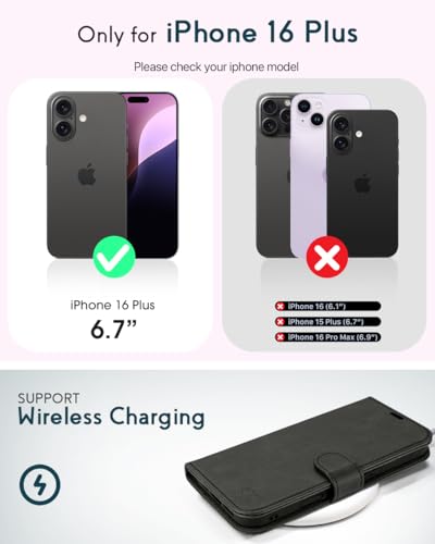 OCASE for iPhone 16 Plus Wallet Case, PU Leather Crossbody Phone Case with Removable Shoulder Strap, Kickstand, RFID Blocking Card Slots, Flip Folio Phone Cover 6.7 Inch 2024, Graphite - image 2