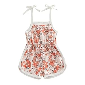 WZTYYDS Toddler Baby Girl Summer Clothes Floral Romper Tie-Up Strap Halter Jumpsuit Infant Summer Sling Playsuit 6M-3T