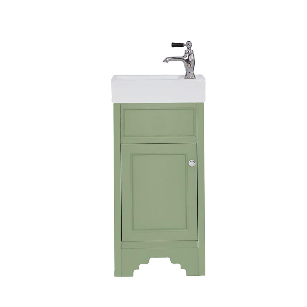 Milano Chrome (Round) Thornton Pastel Green 400Mm Bathroom Vanity Unit Chrome Handle