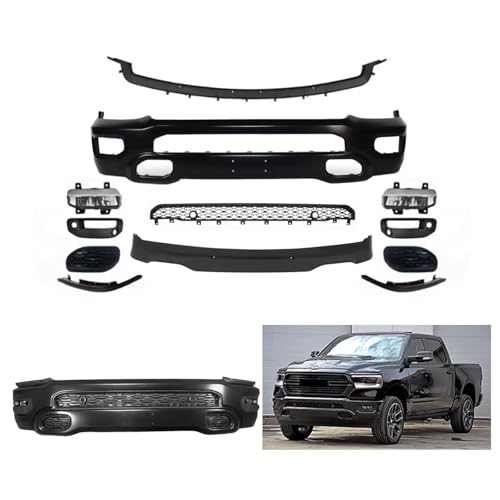 Front Bumper Cover Kit Compatible with 2019 2020 2021 2022 2023 2024 Ram 1500 ST SLT SXT HFE Laramie Big Horn Sport Lone Star Tradesman Models With Fog Lights
