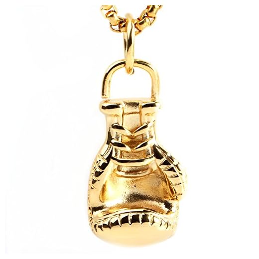 HAMANY Schmuck Edelstahl Boxhandschuh Boxhandschuhe Handschuhe Männer Anhänger mit Halskette,Herren Kette,Gold,mit 60cm Kette