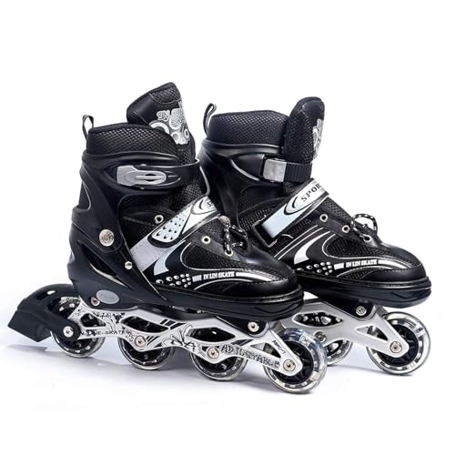 Image of Inline Skating Shoes for Kids - Adjustable Skating Shoes Inliner 4 Wheeler Roller SkatingShoes | InlineSkates for Boys 10 to 14 Years with Liner Boot | SkatingShoes Inline Kit [ Multi Colour ]