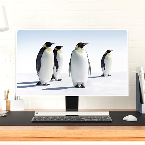 Image of Penguin Waterproof Screen TV Cover 58,59,60 Inch Cute Animals in Snowfield TV Screen Covers for LED LCD OLED TVs Anti-Scratch Dustproof Protective Cover for Desktop TVs Hanging TV