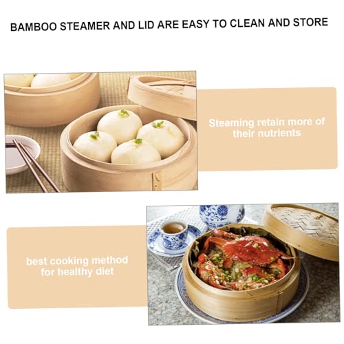 Happyyami 竹製蒸籠 中型ふた付き キッチン用リユーザブル蒸し器 蒸気調理で栄養保持 蒸し野菜や点心対応 ワックや鍋に適合 簡単手入れ耐熱耐