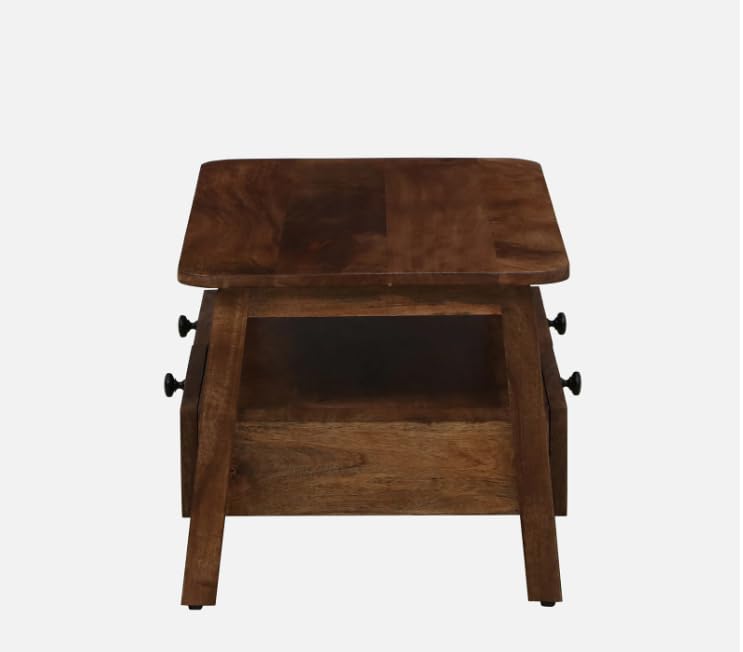Image of Sheesham Wood Rectangular Cane Center Coffee Table for Living Room | Centre Table with 4 Drawer & Shelf Storage for Home, Office & Draweing Room | Brown Finish