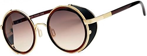 Nirsom 80's Retro Steampunk Inspired Fashion Round Blinder Sunglasses / Style Vintage Style Inspired Classic Round Sunglasses Very Popular (Golden frame)