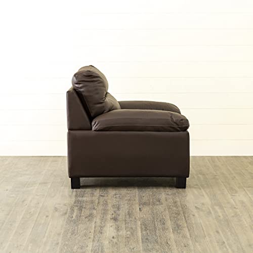 Image of Home Centre Whinchister Brown Solid Faux Leather 1-Seater Sofa - 104cm