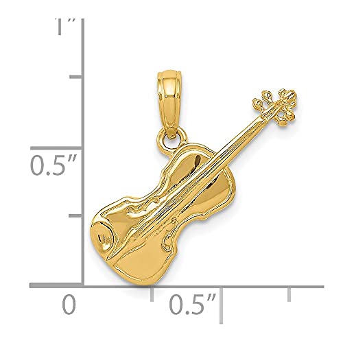 14 K giallo oro solido 3-dimensional violino