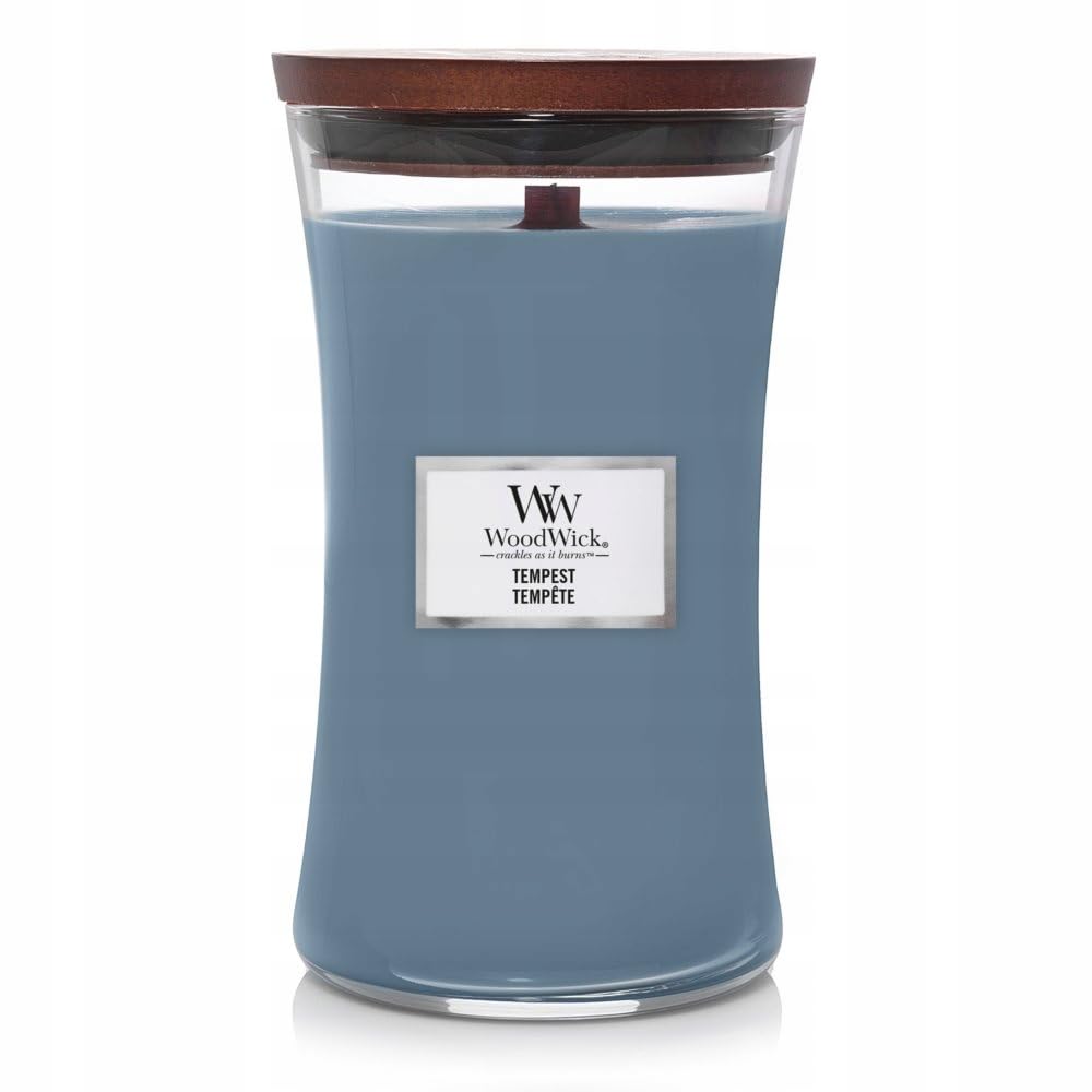 Tempest Candle Large Hourglass Candle WoodWick, Blue, 10.2cm x 10.2cm x 17.8cm | Woody
