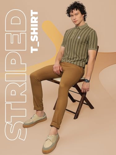 Image of Lux Nitro Men's Striped Polo T-Shirt | Cotton Blend Half Sleeve Collared T-Shirt for Man | Regular Fit Casual Wear