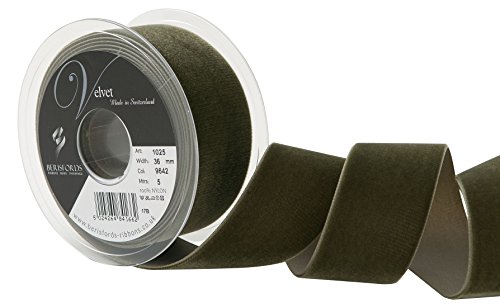 Berisfords Velvet Ribbon, Loden Green, 102 x 45 x 102 cm, 10.2 x 4.5 x 10.2 cm