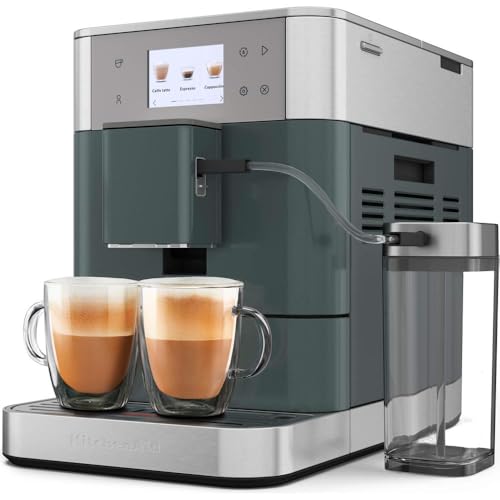 KitchenAid Kaffeevollautomat Maschine I KF7 I Heißgetränke von Espresso bis Cappuccino I 20 voreingestellten Getränken, automatischem Aufschäumen und Erwärmen von Milch I mit Milchbehälter (Juniper)