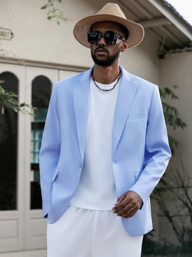 Image of MAGE MALE Men's One Button Suit Jacket Elegant Solid Color Blazers Slim Fit Lightweight Sport Coats Blazer