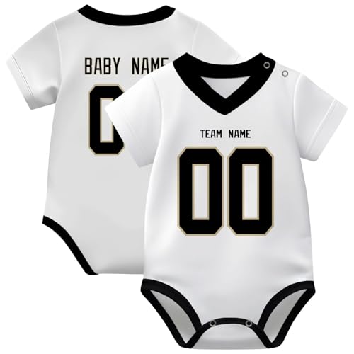 Image of KREDE Baby Clothes Unisex Bodysuit Jersey Style Custom Name Number for Baby Boys