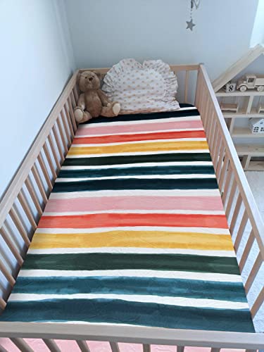 Image of Soft Fitted Crib Sheet, Stretchy and Breathable Toddler Crib Sheet for Boys and Girls, Fits Standard Crib and Toddler Mattress (Rainbow)
