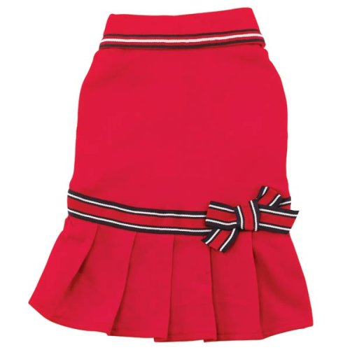 Medium Preppy Red Nautical Polo Dress for Dogs