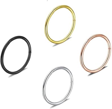 HQLA 16G 18G 20G Stainless Steel Hinged Clicker Segment Septum Nose Lip Ring Hoop Cartilage Tragus Sleeper Earrings Body Piercing Jewelry for Women Men 6mm 7mm 8mm 9mm 10mm Mix Colors A Set