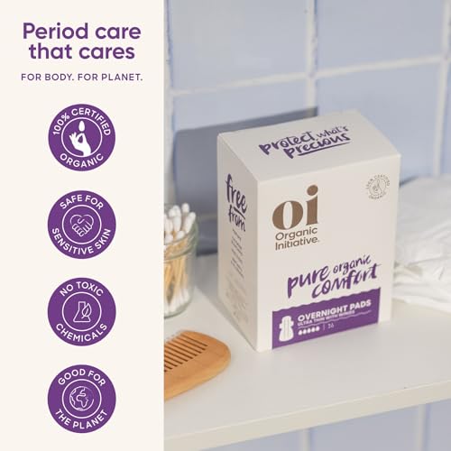 Image of oi Ultra Thin Period Pads with Wings, 100% Organic Cotton, 36 Count
