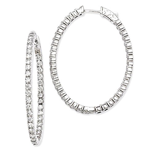 925 Sterling Silver 78 Stone 2.5Mm Cubic Zirconia Cz Oval Hinged Hoop Earrings In/Out Fine Jewelry For Women Gifts For Her #TOP7