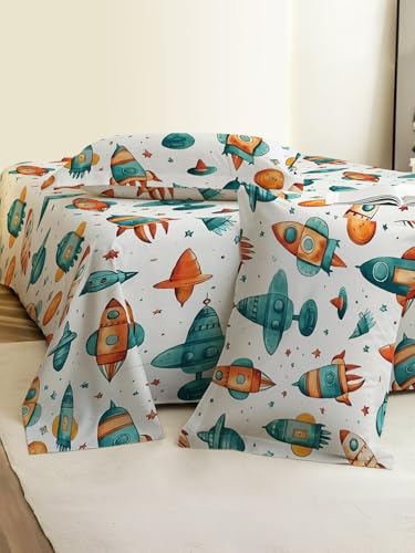 Image of Weave & Decor Cotton Feel Kids Bedsheet Double Bed 90x90 inches, Soft Fabric, Includes 2 Pillow Covers 20x30 inches