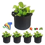 GROWORLD 5-Pack 7 Gallon Grow Bags Fabric Smart Bag Pots Heavy Duty Thickened Non-Woven Breathable G