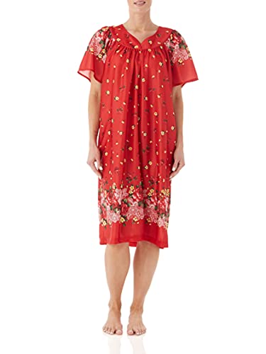 Image of AmeriMark Casual Women's Patio Muumuu House Dress Loose Comfortable Short Sleeve Sun Dress Lounger Gown Sleepwear for Ladies
