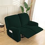 Loveseat Recliner Slipcover, 2 Seat Stretch Reclining Love Seat, Slipcover Sofa Cover with Side Pock