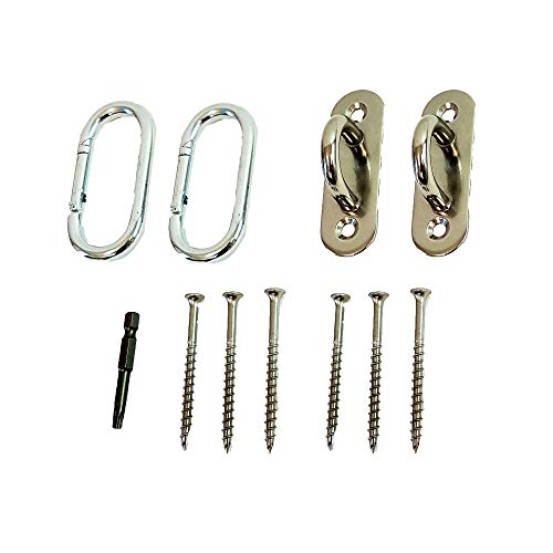 NOSSK 2-Pack Stainless Steel Oblong Pad Eye Anchor System for Studs - Beams - Porch - Wall Mount and Ceiling Mount System