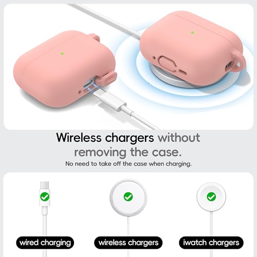 RFUNGUANGO for AirPods Pro 3 Case 2025 with Cleaner Kit and Keychain, Soft Silicone Protective Cover for Apple AirPods Pro 3rd Generation Case, Support Wireless Charging, Pink Sand — view 4