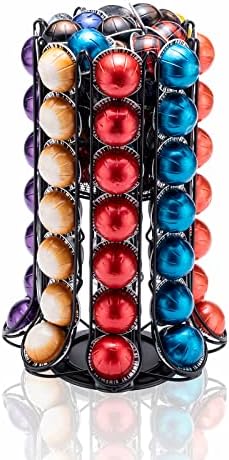 ZCDCP Nespresso Pod Holder, Vertuo Pod Holder Carousel Stand Storage with 360 Degree, Black Coffee Pod Holder Organizer for Nespresso Vertuo, 80 Pods