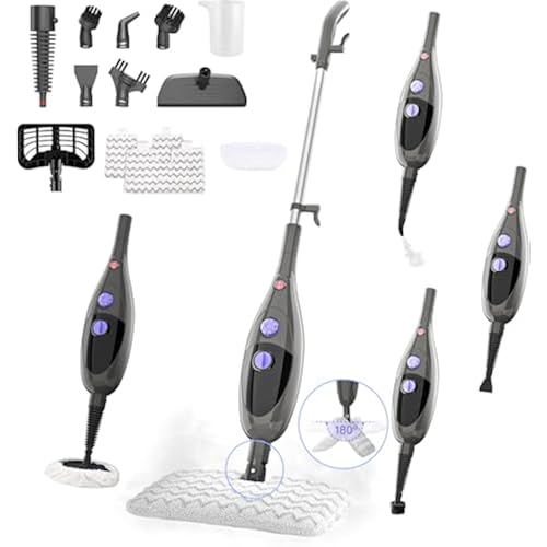 12‑in‑1 Steam Mop, Detachable Handheld Steam Cleaner,15s Fast Heat‑Up,180° Swivel Mop Head,400ml Tank for 45‑Min Continuous Steam,Chemical‑Free for Hardwood Tile Carpet Pet Kids Safe