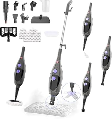 Steam Mop,12 in 1 Steam Cleaner for Home,15s Fast Heat-Up Steam Mops for Floor Cleaning with 180° Adjustable Mop Head,Detachable Handheld Steamer for Hardwood,Tile,Carpet, Clothes,Windows & Furniture