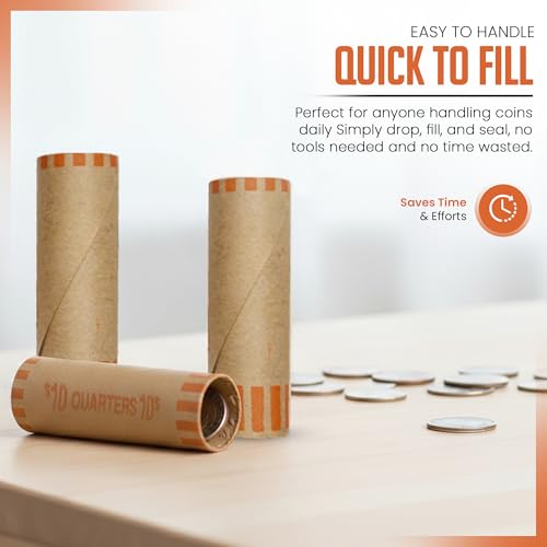 Image of PM Company 72 Pcs Preformed Quarters Coin Wrappers Rolls ABA Color-Coded