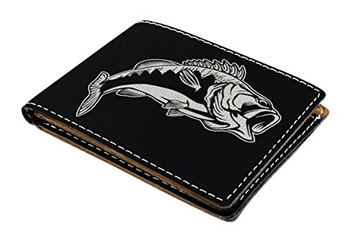 Fisherman Gifts Bass Wallets for Men Laser Engraved Leatherette Bifold Wallet2