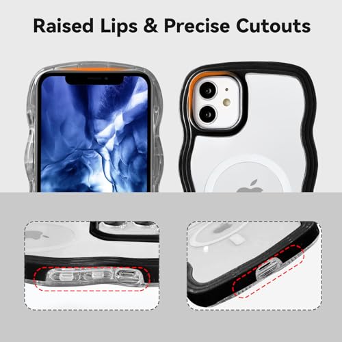 Coque iPhone 11 compatible MagSafe en silicone transparent noir
