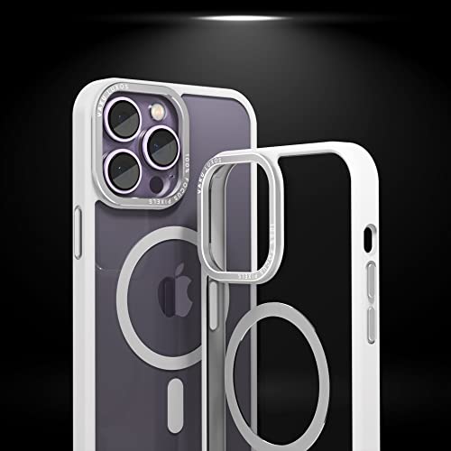 Image of eller sante Clear Armor MagPro for iPhone 14 Pro Case Cover, Shockproof, Scratch Resistant, Slim, Thin, Military-Grade Metal Ring Camera Protection, Compatible with MagSafe Back Cover - White