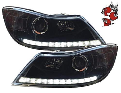 Phare avant Daylight FK Automotive avec feux diurnes LED noir pour tuning auto