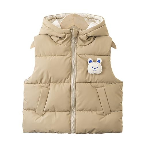 sfdgfhyf Toddler Boys Puffer Vest Hooded Quilted Vest Sleeveless Winter Down Coat Cute Bear Lightweight Padded