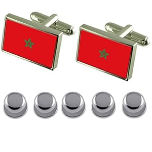 Select Gifts Shirt jurk studs Marokko vlag manchetknopen