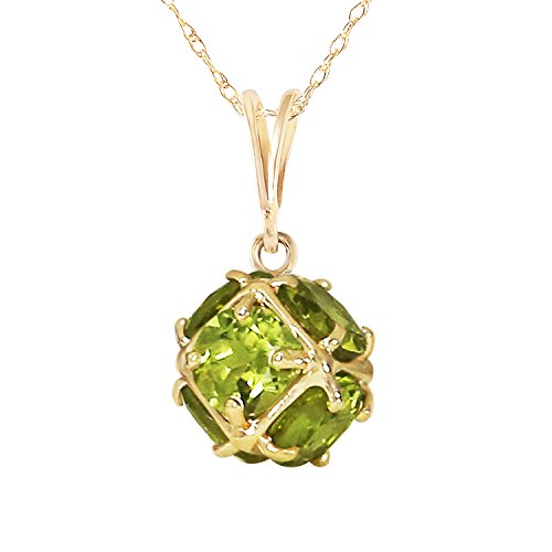 Galaxy Gold Gg 3.3 Carat 14K 18" Solid Gold Necklace With Natural Peridots #TOP4