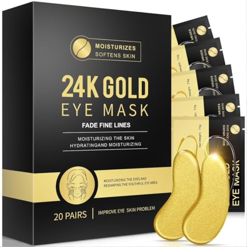 feisou Under Eye Patches, 20 Pairs 24K Gold Eye Patches For Puffy Eyes, Under eye Bags, Wrinkles,...