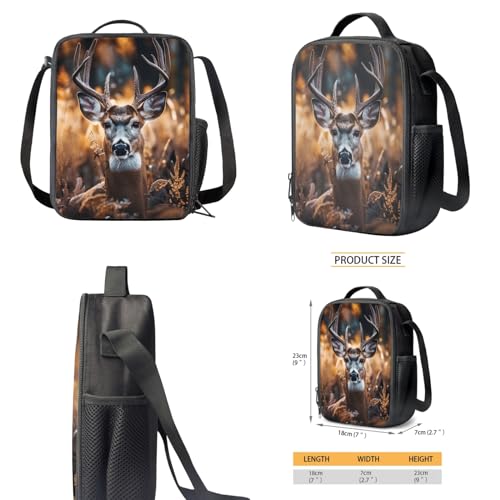 Xhuibop Camo Hunting Backpack for Boys 7-8 with Lunch Box Deer Book Bag with Lunchbox Set for Girls Middle School Bag and Lunch Bag Pencil Case Teenager Bookbag for 6th Grade Girls 6