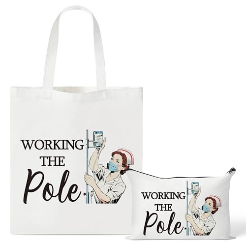 Image of Y1tvei Canvas Bags Gifts, Tote Bag with Makeup Pouch, Birthday Party Favors
