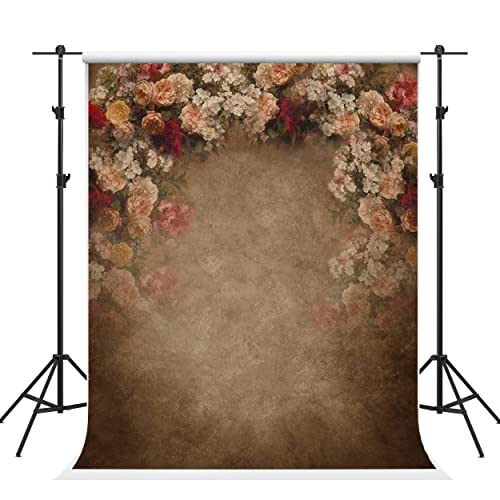 Kate 5×7ft(1.5×2.2m) Kate Retro Brown Backdrop Oil Painting Flower Photography Background Cloth Studio Props Model Art Photo