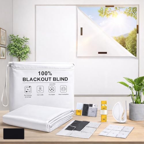 Estor Opaco Magnético sin Taladrar, Tejido 100% Opaco para Ventana y Ventana de Techo, Protección Solar y Aislamiento Térmico, Desmontable y Ajustable, Uso Interior y Viaje, 100x145 cm, Blanco